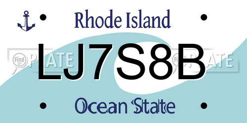 LJ7S8B Rhode Island License Plate