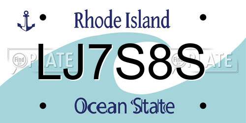 LJ7S8S Rhode Island License Plate