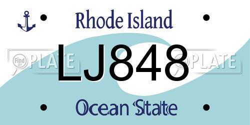 LJ848 Rhode Island License Plate