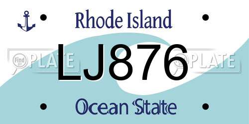 LJ876 Rhode Island License Plate