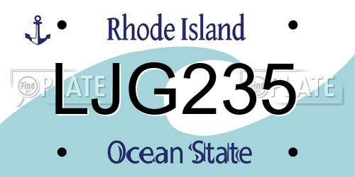 LJG235 Rhode Island License Plate