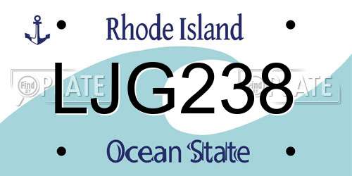 LJG238 Rhode Island License Plate