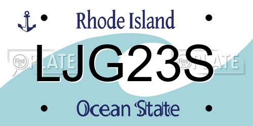 LJG23S Rhode Island License Plate