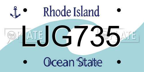 LJG735 Rhode Island License Plate