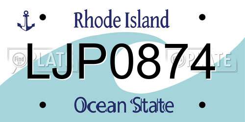 LJP0874 Rhode Island License Plate