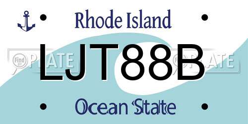 LJT88B Rhode Island License Plate