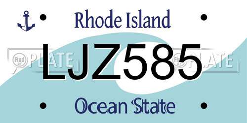LJZ585 Rhode Island License Plate