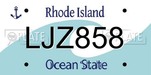 LJZ858 Rhode Island License Plate
