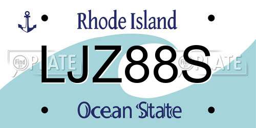 LJZ88S Rhode Island License Plate