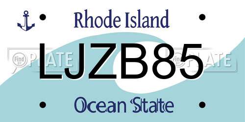 LJZB85 Rhode Island License Plate