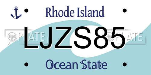 LJZS85 Rhode Island License Plate