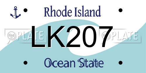 LK207 Rhode Island License Plate