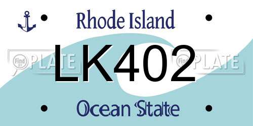 LK402 Rhode Island License Plate