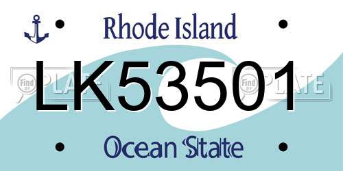 LK53501 Rhode Island License Plate