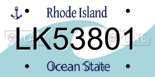 LK53801 Rhode Island License Plate