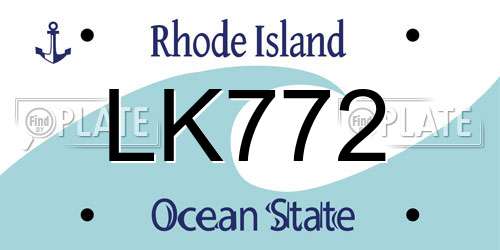 LK772 Rhode Island License Plate