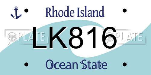 LK816 Rhode Island License Plate
