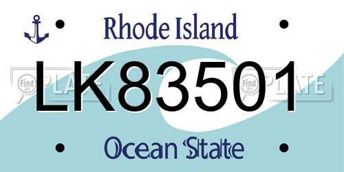 LK83501 Rhode Island License Plate