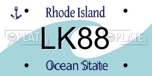 LK88 Rhode Island License Plate