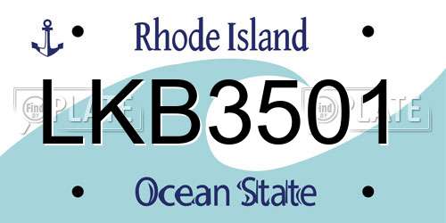 LKB3501 Rhode Island License Plate
