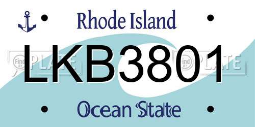 LKB3801 Rhode Island License Plate