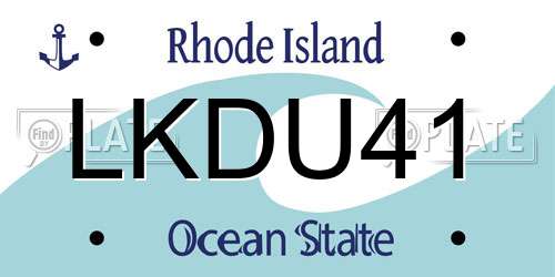 LKDU41 Rhode Island License Plate