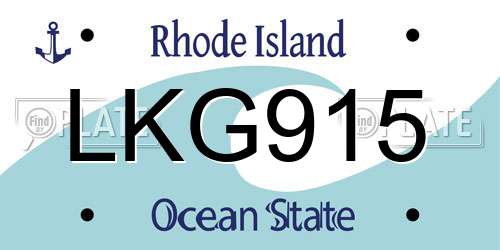 LKG915 Rhode Island License Plate