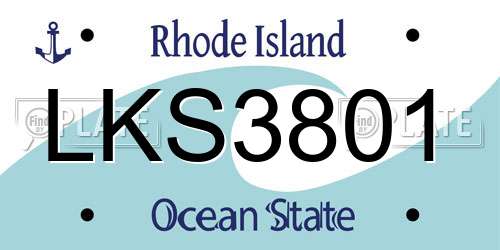 LKS3801 Rhode Island License Plate