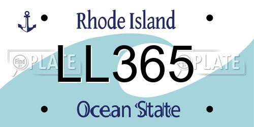 LL365 Rhode Island License Plate