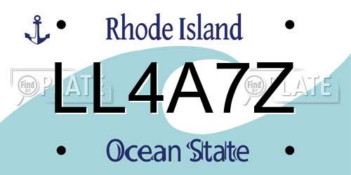 LL4A7Z Rhode Island License Plate