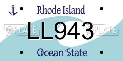 LL943 Rhode Island License Plate