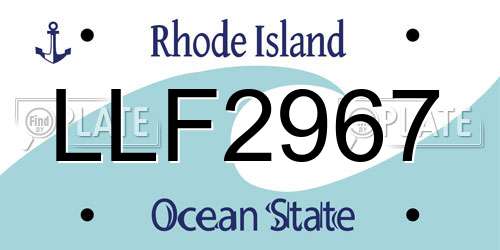 LLF2967 Rhode Island License Plate