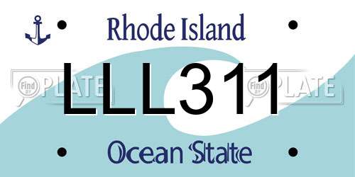 LLL311 Rhode Island License Plate