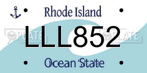 LLL852 Rhode Island License Plate