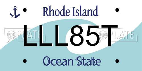 LLL85T Rhode Island License Plate