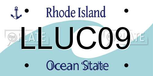 LLUC09 Rhode Island License Plate