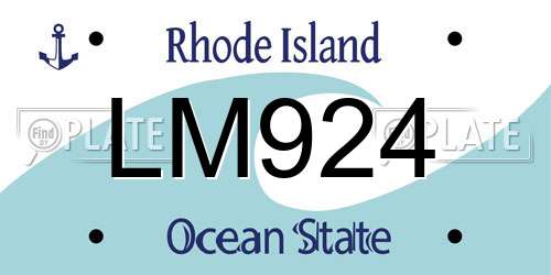 LM924 Rhode Island License Plate