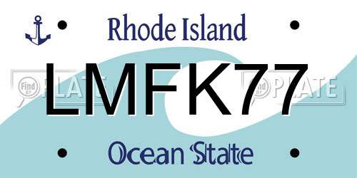 LMFK77 Rhode Island License Plate