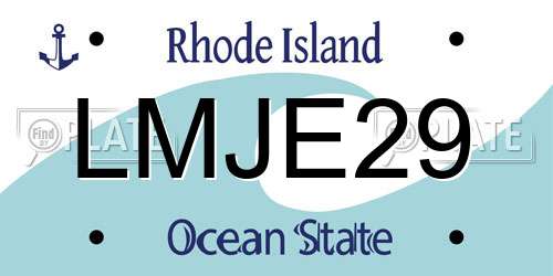 LMJE29 Rhode Island License Plate