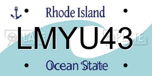 LMYU43 Rhode Island License Plate