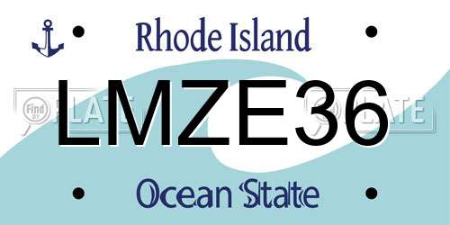 LMZE36 Rhode Island License Plate