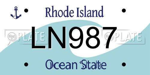 LN987 Rhode Island License Plate