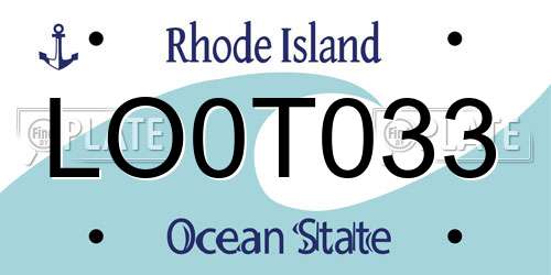 LO0T033 Rhode Island License Plate
