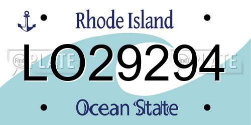 LO29294 Rhode Island License Plate