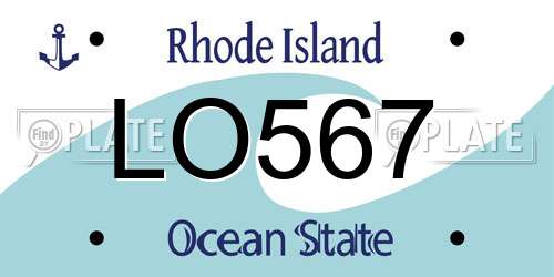 LO567 Rhode Island License Plate
