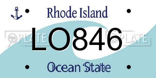 LO846 Rhode Island License Plate