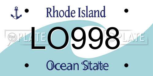 LO998 Rhode Island License Plate