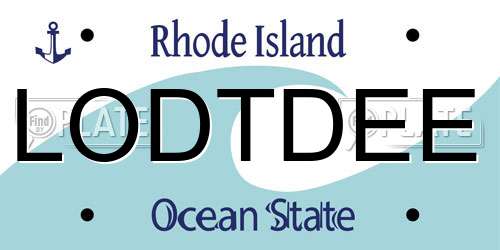 LODTDEE Rhode Island License Plate