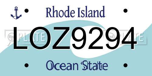 LOZ9294 Rhode Island License Plate