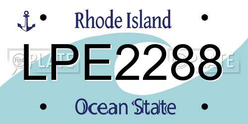 LPE2288 Rhode Island License Plate